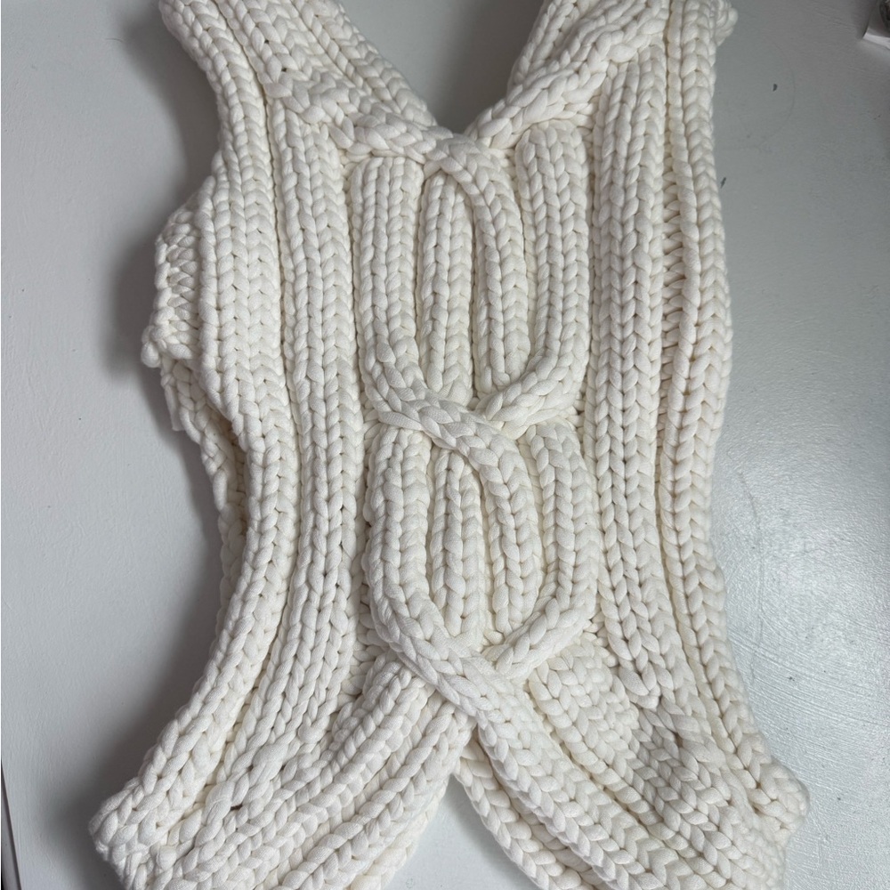 Dion Lee White Knit V-Neck Sweater